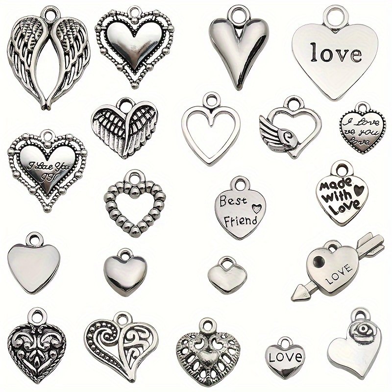 

20pcs Valentine's Heart Pendant For Bracelet And Necklace Jewelry Making