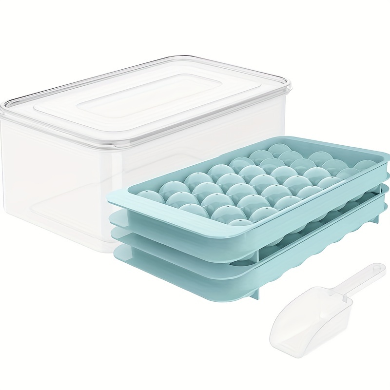 Round Ice Cube Tray With Lid And Bin Ice Ball Maker Mold - Temu