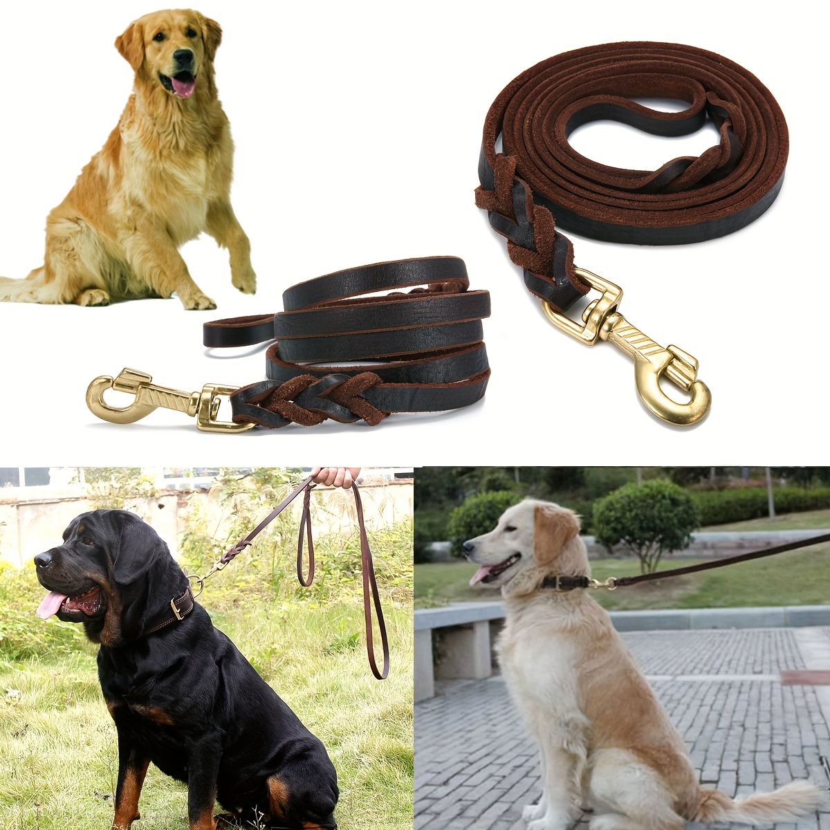 Leather Dog Leash 6ft x 3/4 inch,Strong Heavy Duty Genuine Leather Braided  Dog Training Leash, Soft and Comfortable Leather Leash for Large Dogs,  Medium Small Dogs (Brown) : : Pet Supplies