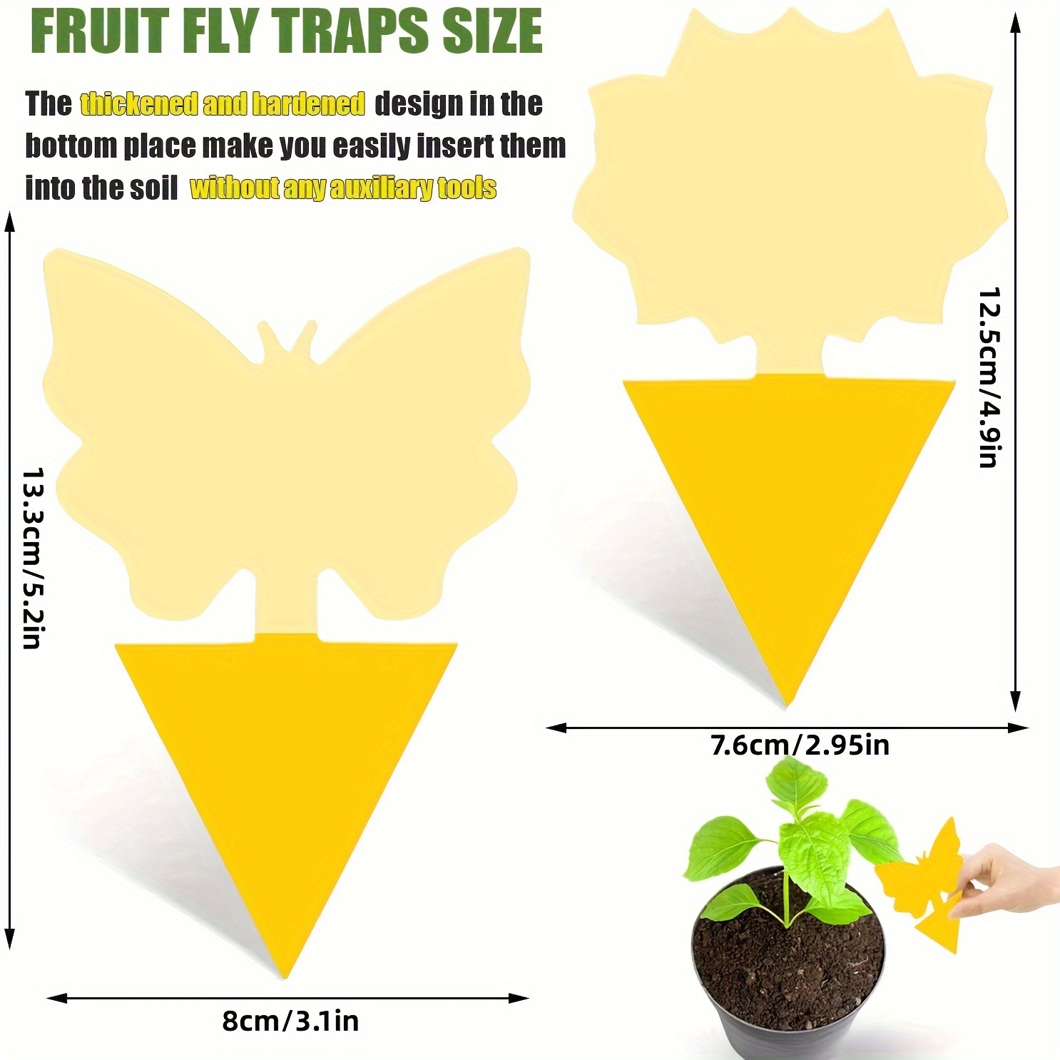 Fruit Fly Traps Yellow Sticky Bug Traps 24PCS Non-Toxic Odorless Outdoor  Indoor