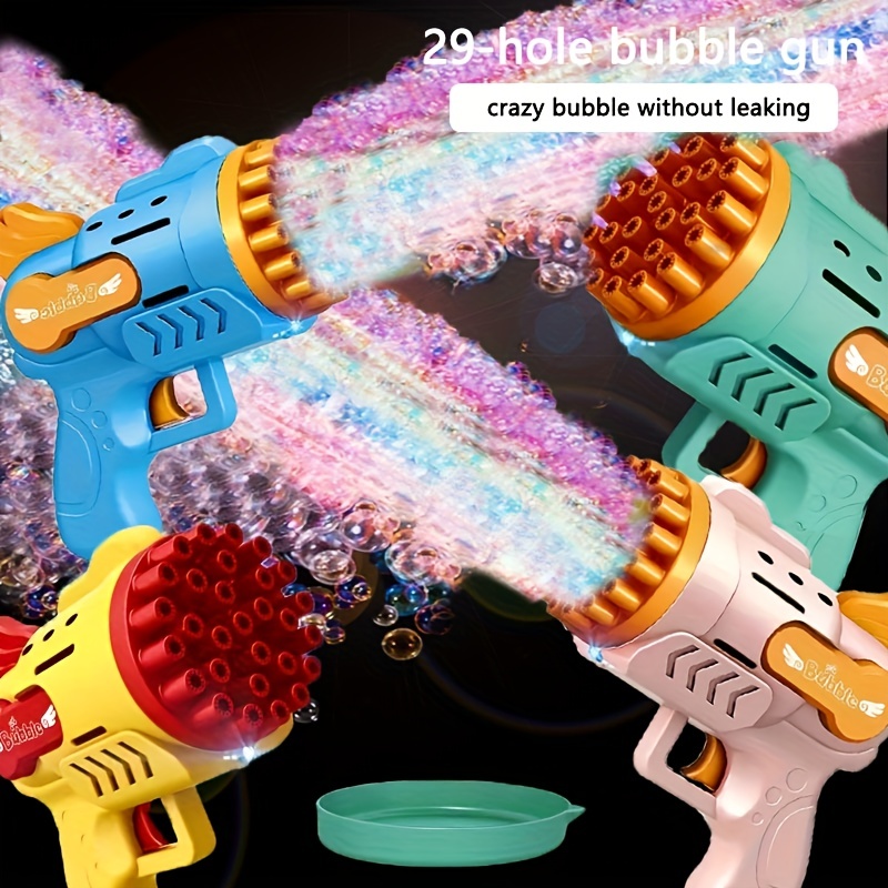 

29 Holes Angel Bubble Gun Handheld Bubble Machine Toy With Light Gatling Children Boys Girls Outdoor Portable Party Atmosphere Toy Gift