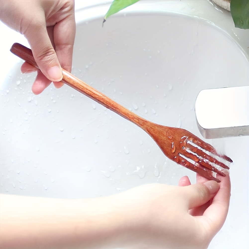 10pcs Wooden Fruit Forks Salad Spaghetti Dessert Forks