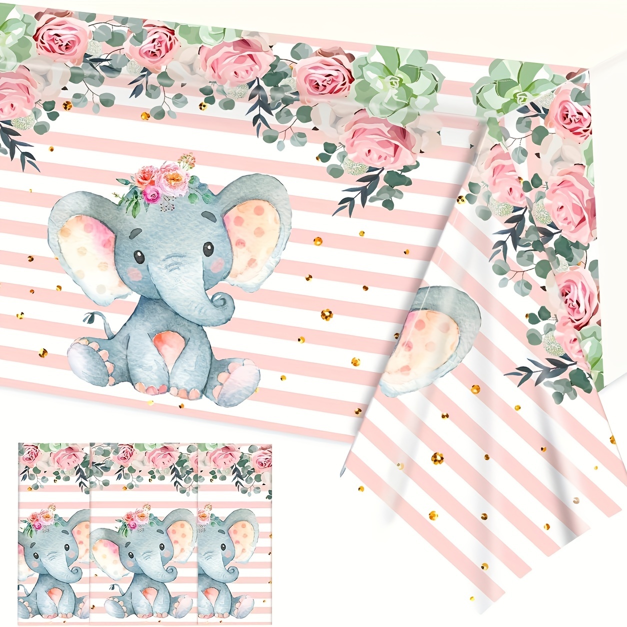 1pc Fondo Elefante Ducha Bebé Floral Rosa Niña Rústico - Temu