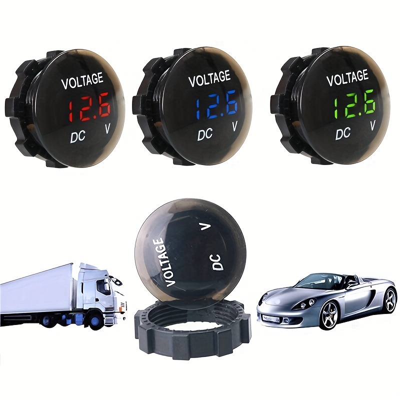  Voltímetro de 12 V para motocicleta, coche, pantalla digital  LED, voltímetro, impermeable, voltímetro, medidor de voltaje : Automotriz