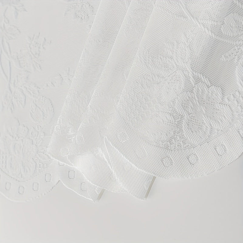 Jacquard Sheer Curtain Floral Pattern Kitchen Valance Short Curtain