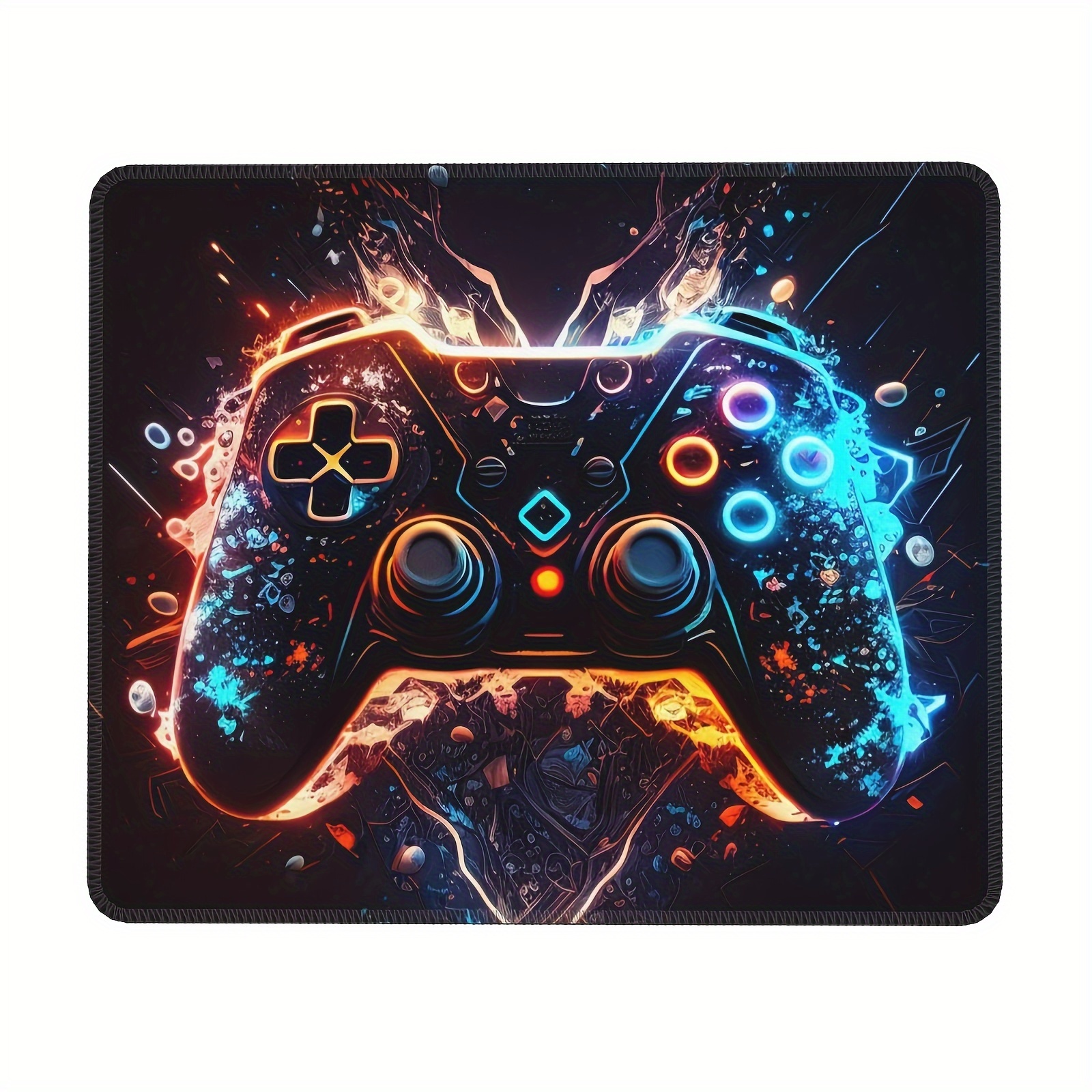 

1pc Multi-color Gamepad Pattern Square Mouse Pad With Stitched Edge, Is A Desktop Computer And Laptop Computer Necessity, Suitable For Home Office Games And Tv Series.