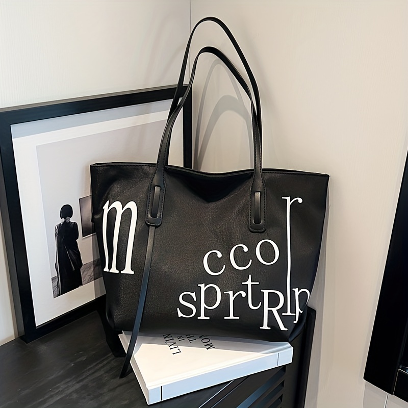 Letter Graphic Shoulder Tote Bag PVC With Inner Pouch, Clear Bag