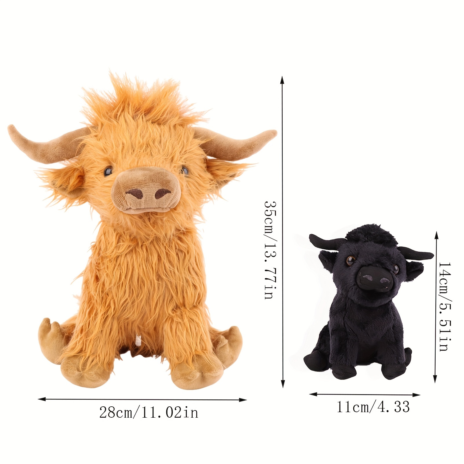 25cm Simulation Highland Cow Plush Animal Doll Soft Stuffed Highland Cow  Plush Toy Kawaii Kids Baby Gift Toy Home Room Decor 