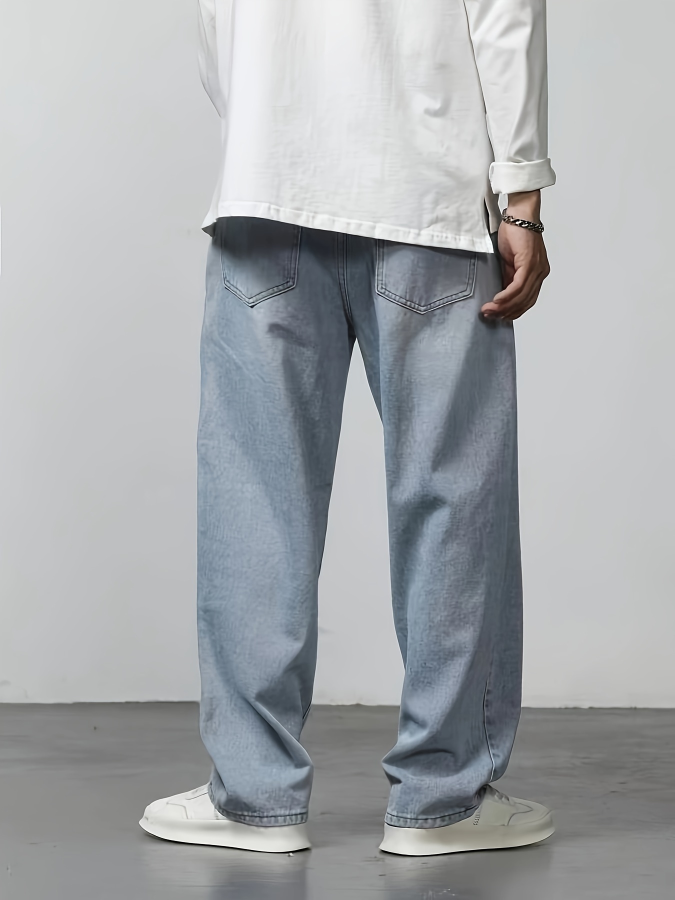 Street Pants Jeans Leg - Pantalones anchos sueltos para hombre, talla  grande, pantalones de mezclilla de ajuste original : : Ropa