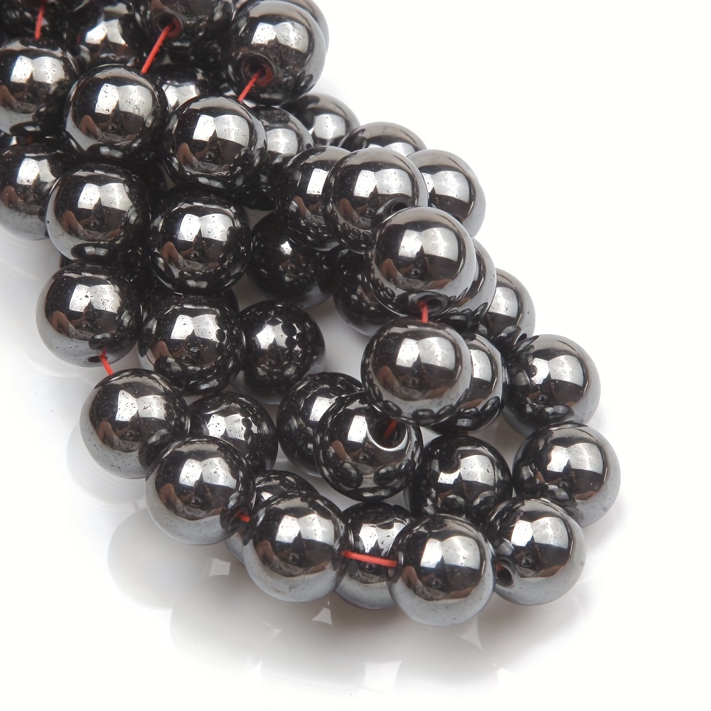 Natural Black Gallstone Beads Round Hematite Bulik Spacer - Temu