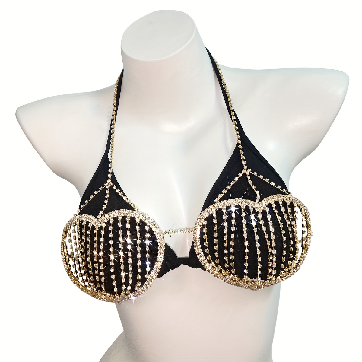 Rhinestone Heart Waist Body Chain Jewelry Bikini Crystal - Temu
