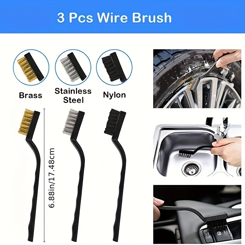 3 PCS Auto Car Detailing Brush Set Car Interior Cleaning Kit for