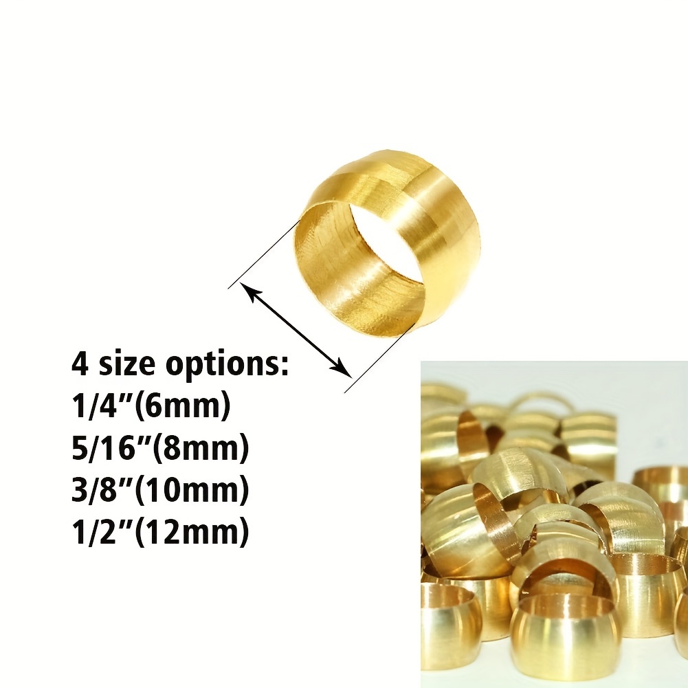  Rustark 105Pcs 1/4” 3/8” 1/2” Brass Compression Fitting Sleeves  Ferrules Assortment Kit Tube Hose Ferrule Compression Fitting Set :  Industrial & Scientific
