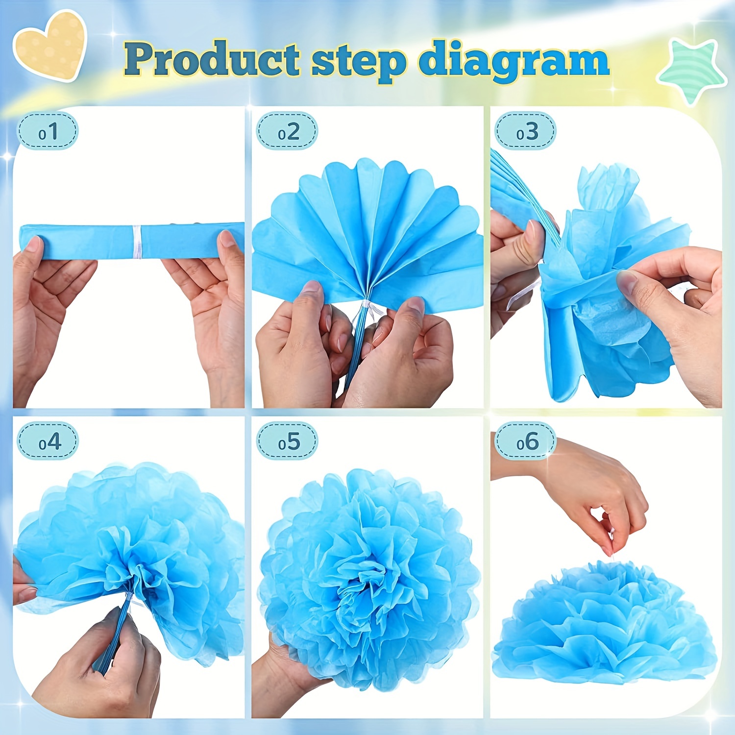 Blue Birthday Decorations For Men Women Blue White Tissue - Temu