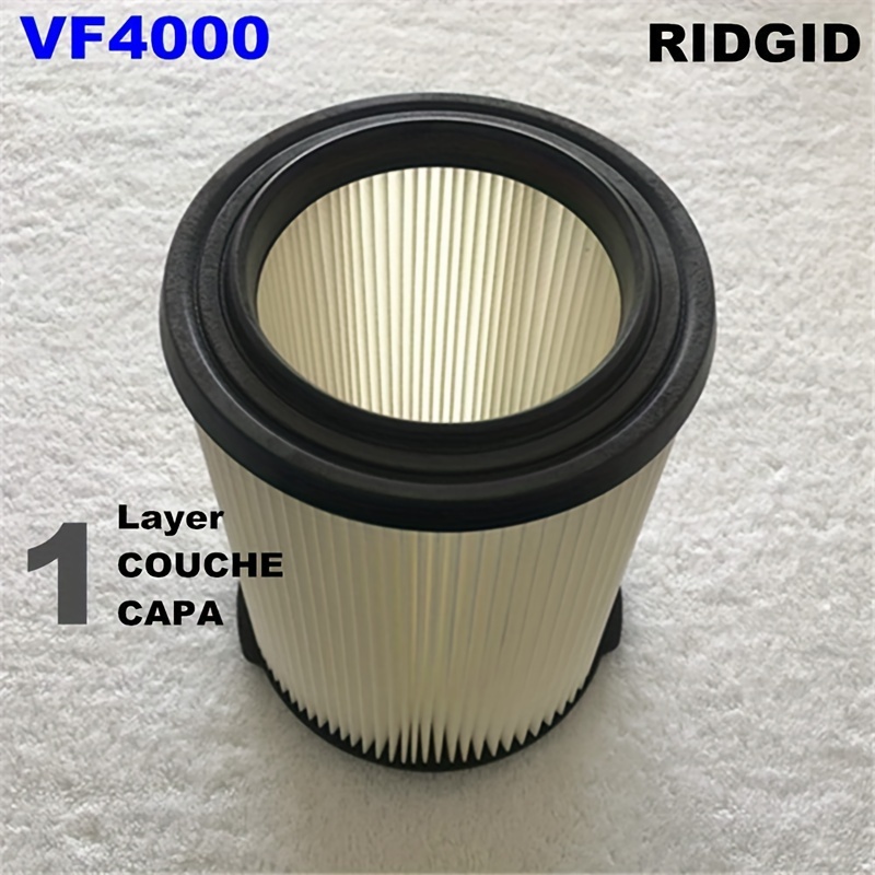 VF4000 - Filtro de repuesto para aspiradora Ridgid en seco y húmedo de 5 a  20 galones, filtro para aspiradora Husky de 6 a 9 galones, WD5500 WD0671