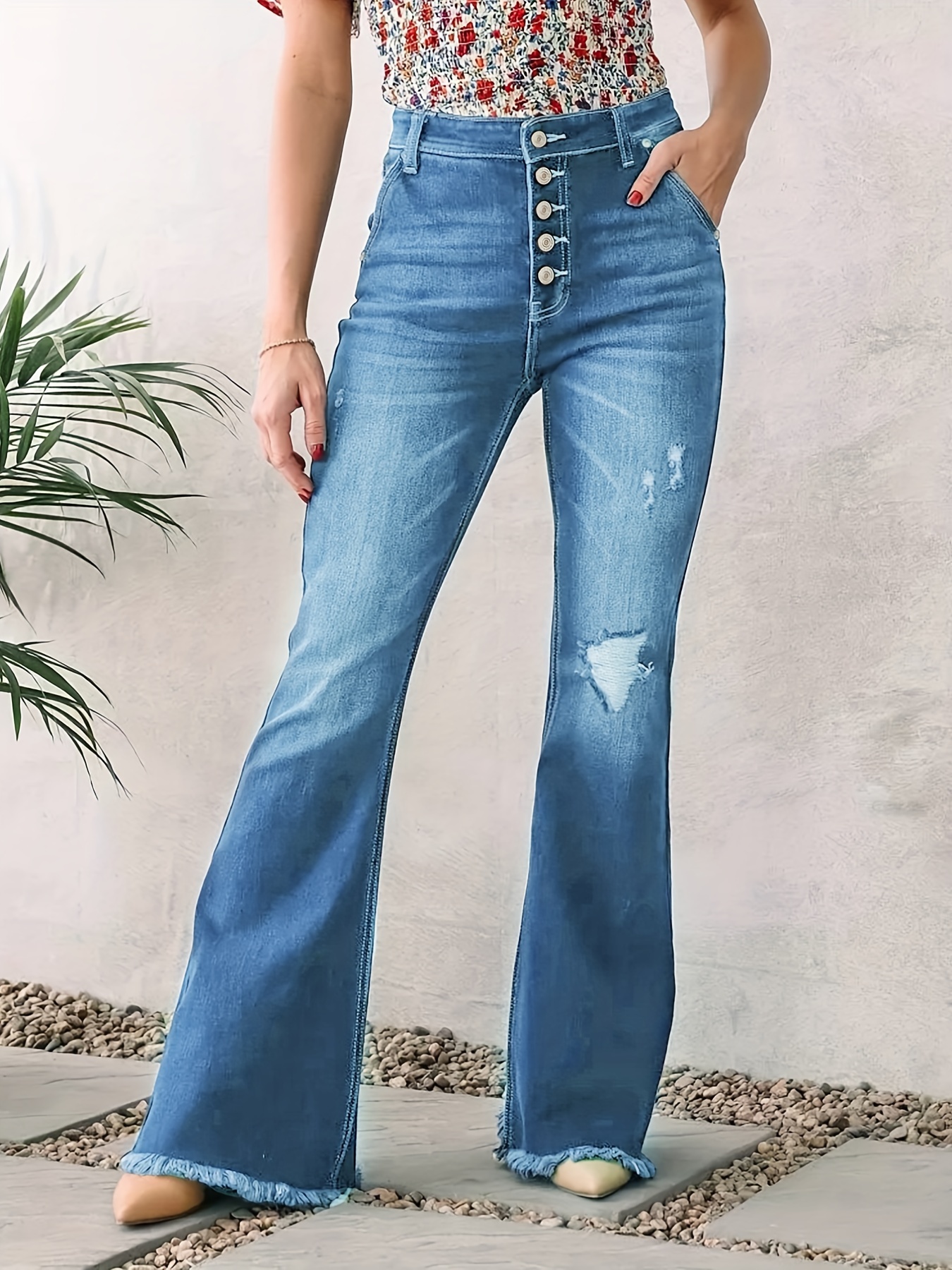 Jeans acampanados de cintura alta para mujer, jeans acampanados retro con  corte de bota para mujer (S, azul oscuro)