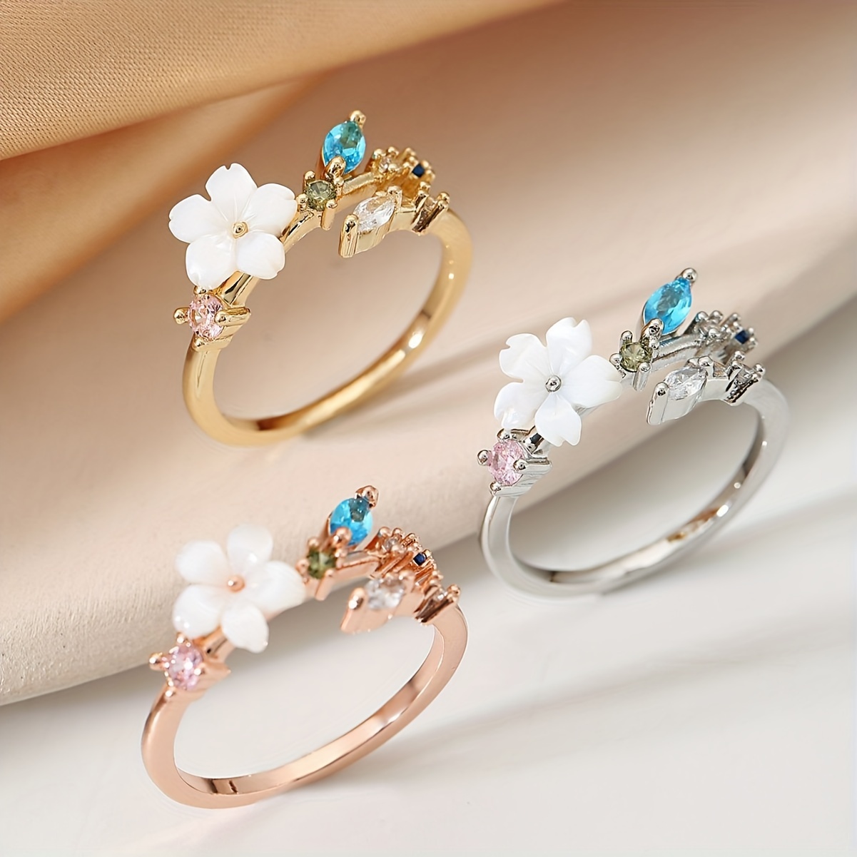 Fashionable Star Shaped Flower Blossom Ring Open Ring