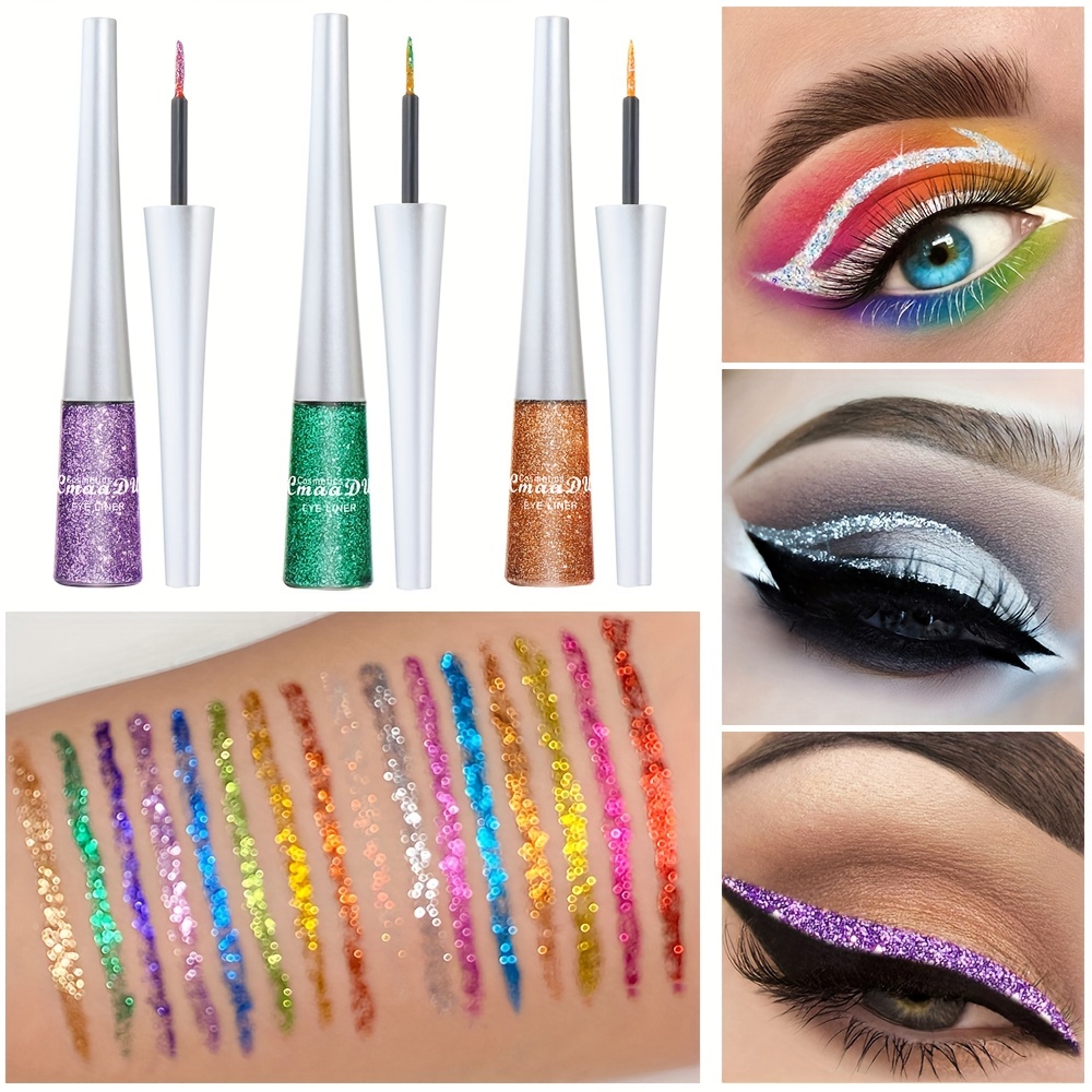 16 color Glitter Liquid Eyeliner Stick Sequins Sparkling - Temu