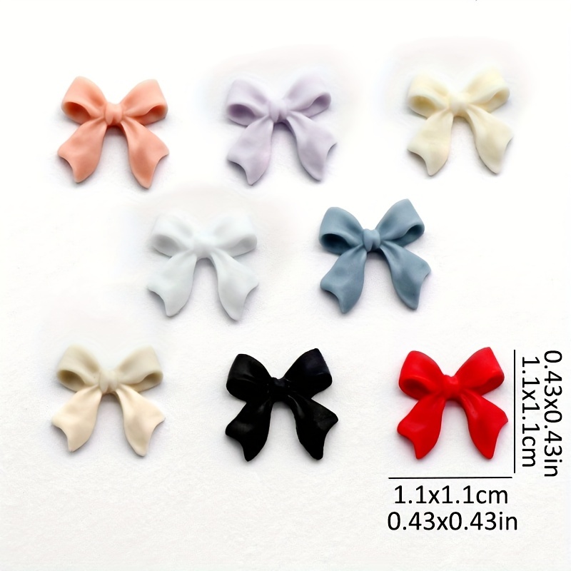 100pcs/200pcs Small White Bows,bow Beads,acrylic Ribbon Bow Beads