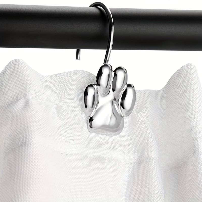 12pcs Paw Print Shower Curtain Hooks - Rust Proof and Fashionable