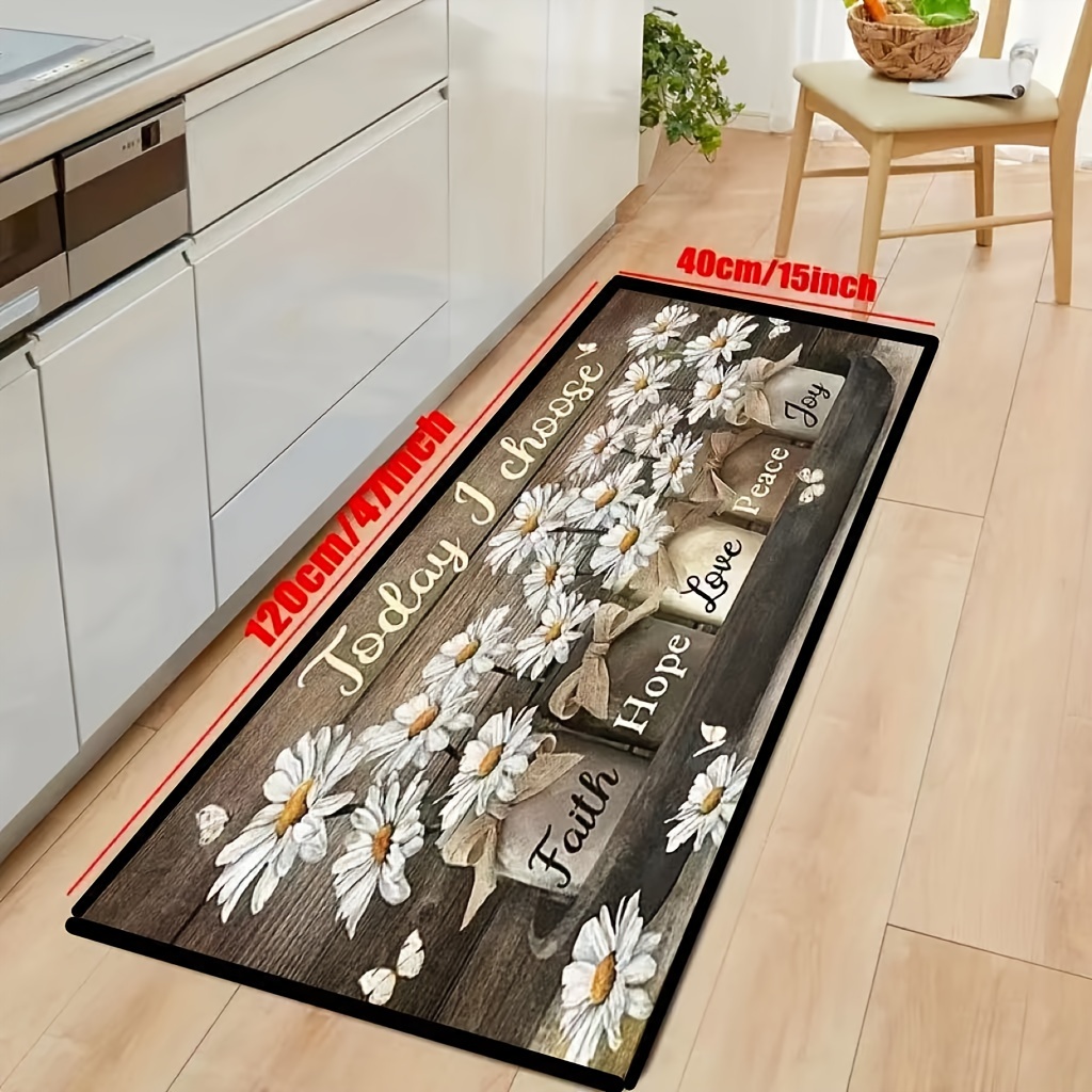 1pc Slogan Graphic Kitchen Rug, Retro Polyester Anti-slip Kitchen Mat For  Kitchen