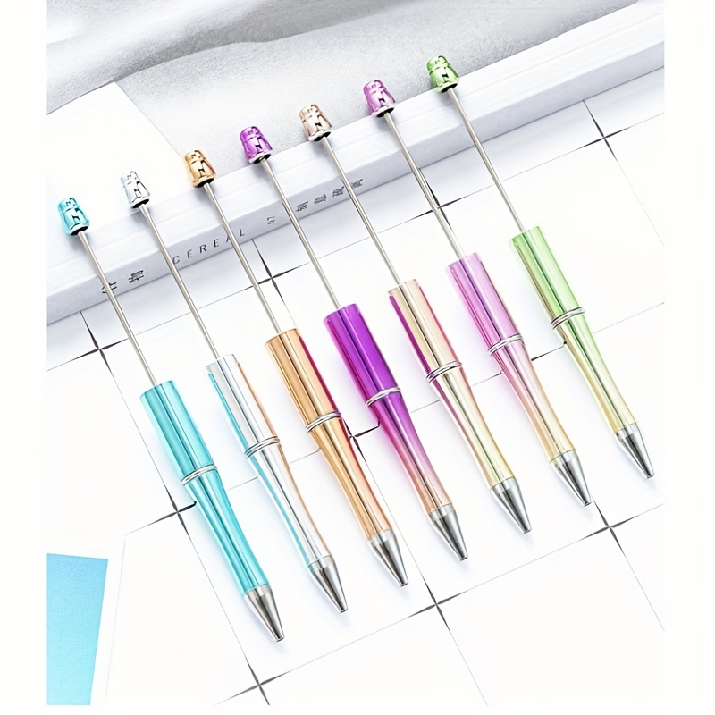 Beadable Pens Plastic Bead Pen Black Ink Ballpoint Pens Diy - Temu