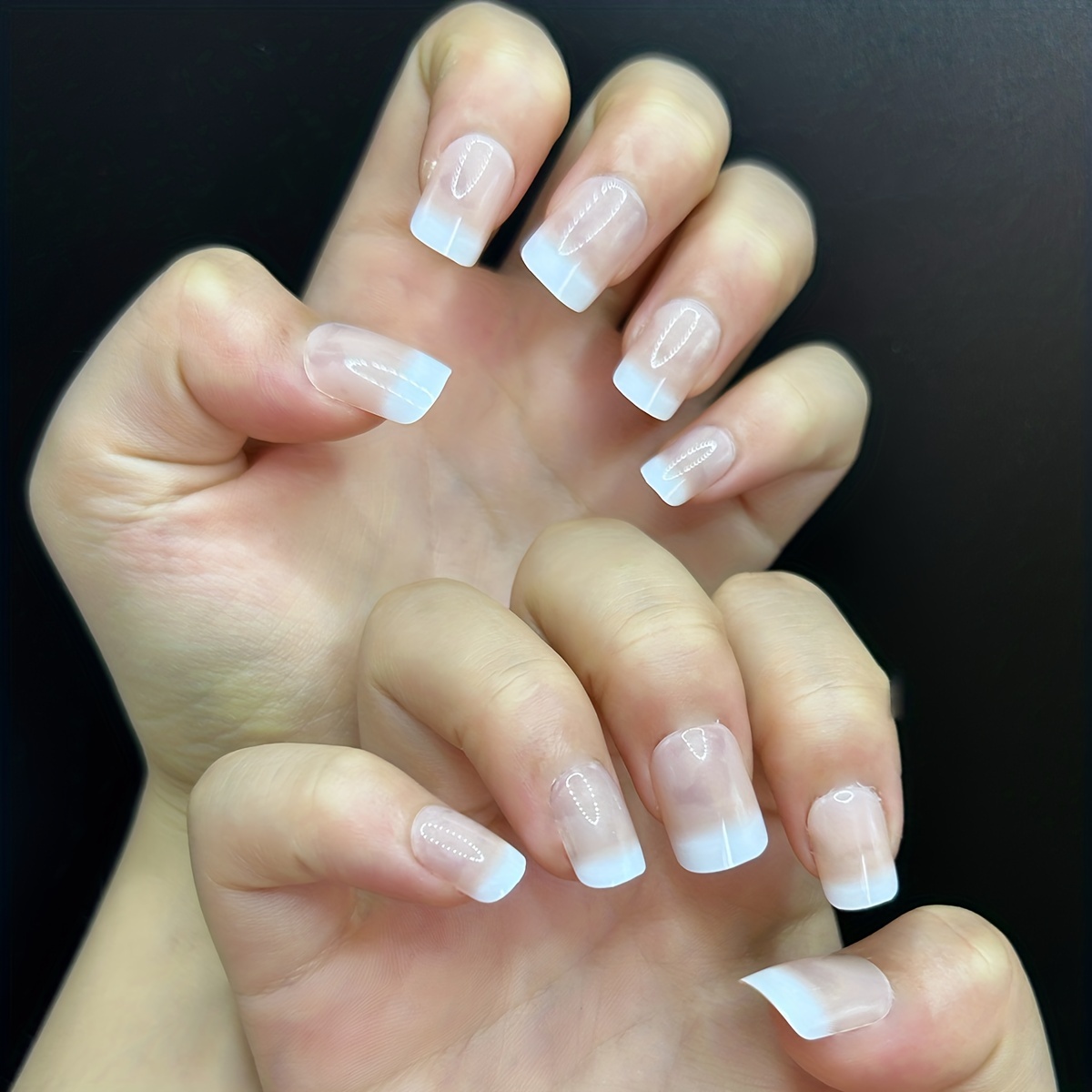 French Gel Nail Tips - Skin Tones French Tip Press on Nails Short Coffin