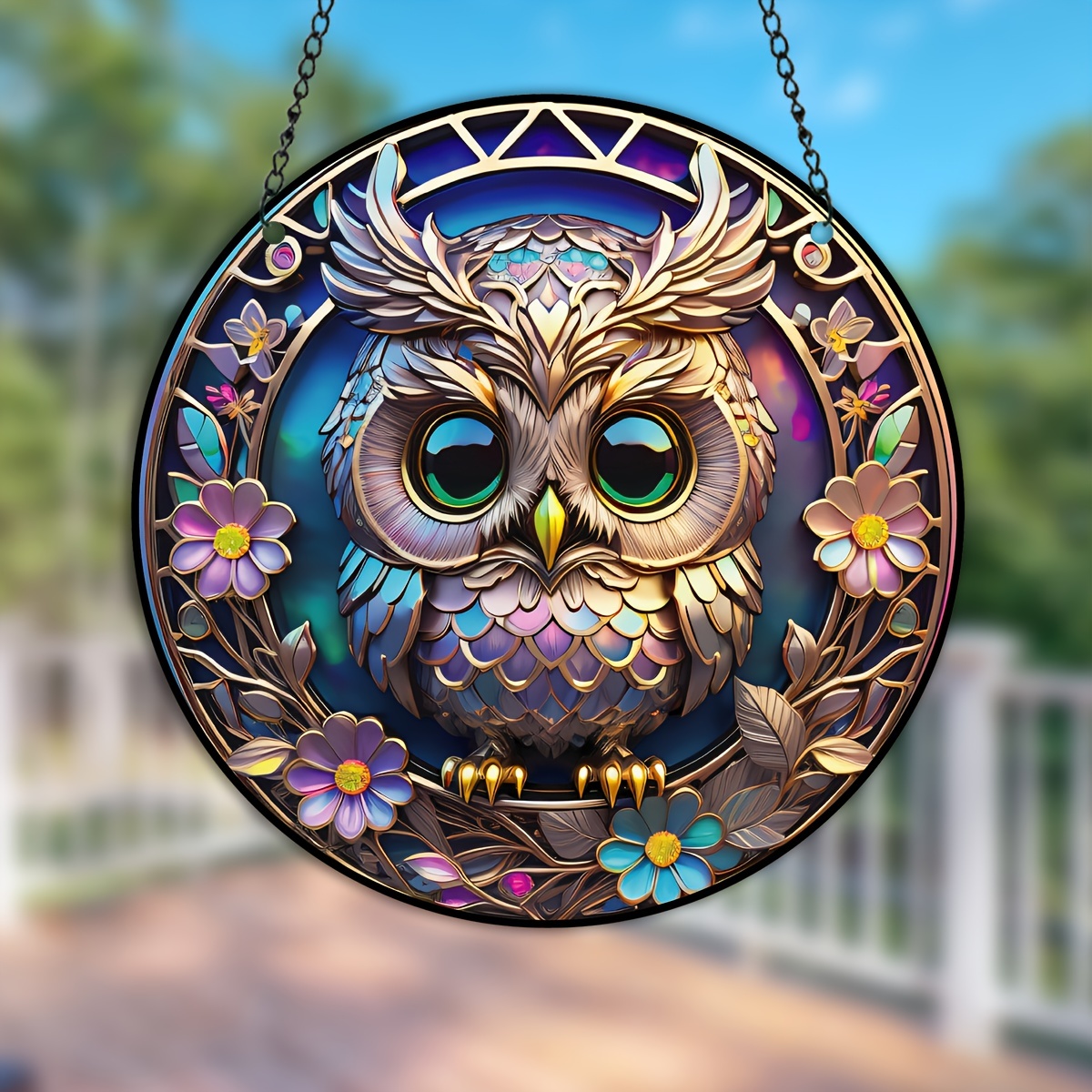 Owl Stained Window Hanging Suncatcher Bird Suncatcher For - Temu