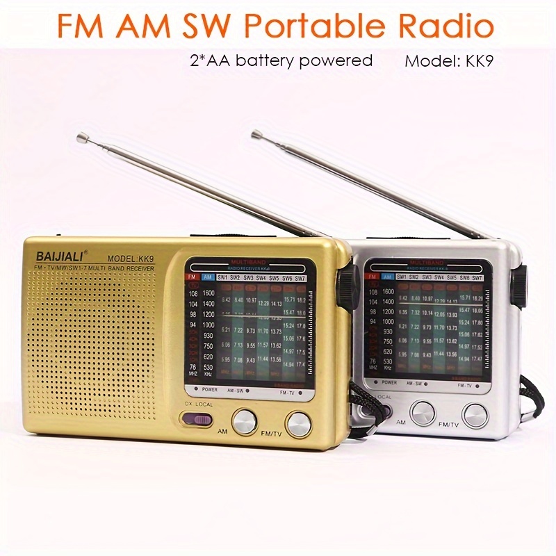 Trade Shop - Mini Radio Fm Portatile 9 Bande Am Fm Mw Sw1-7 Con Ricevitore  Audio Tv Tx-8185