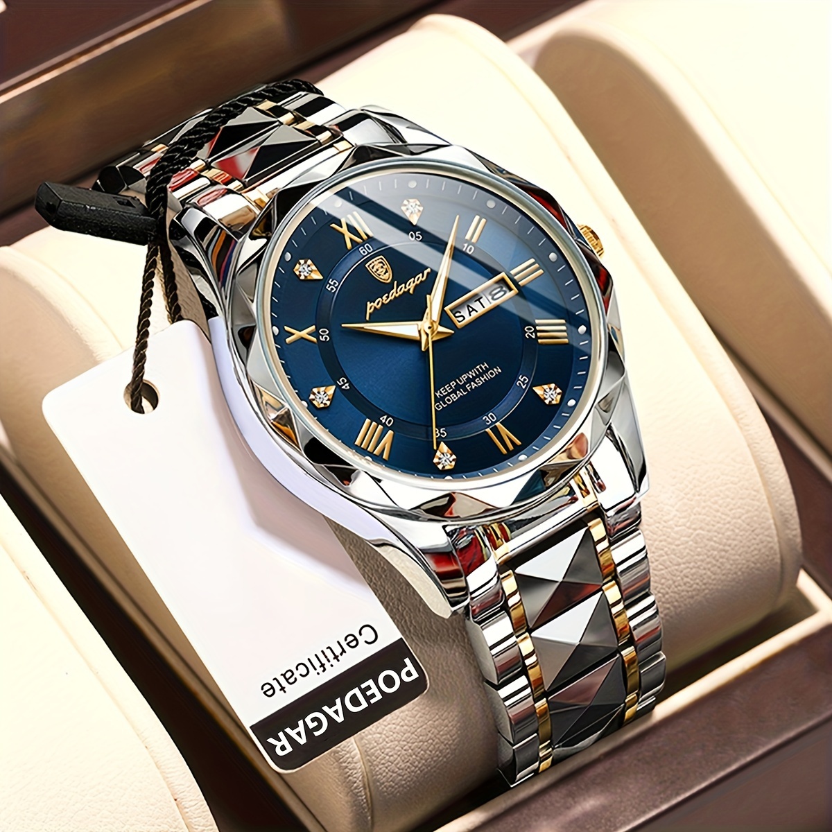 Fashion Men's Watches Stainless Steel Mesh Belt Black Quartz Chronograph Watch  Men Luxury Business Analog Wrist Watches Mens Clock Uhren Herren