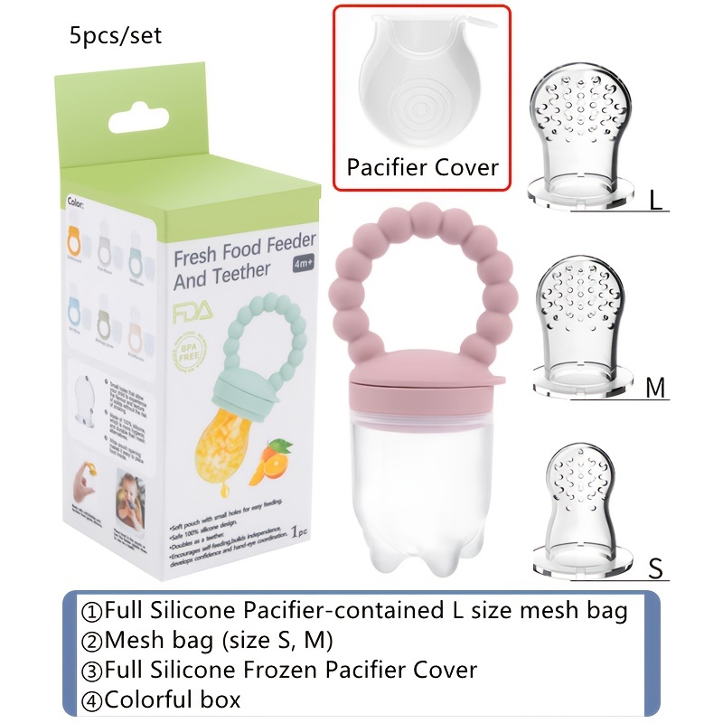 Baby Fruit Food Feeder Pacifier | Milk Frozen Set | Silicone Feeder and  Teether for Infant Safely Self Feeding, BPA Free Teething Relief Toy