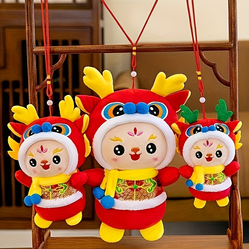 Peluche Dragon Poupée Style Chinois Assis Dragon Jouet Animal En Peluche  2024 Mascotte du Nouvel An Poupée Cadeaux Créatifs
