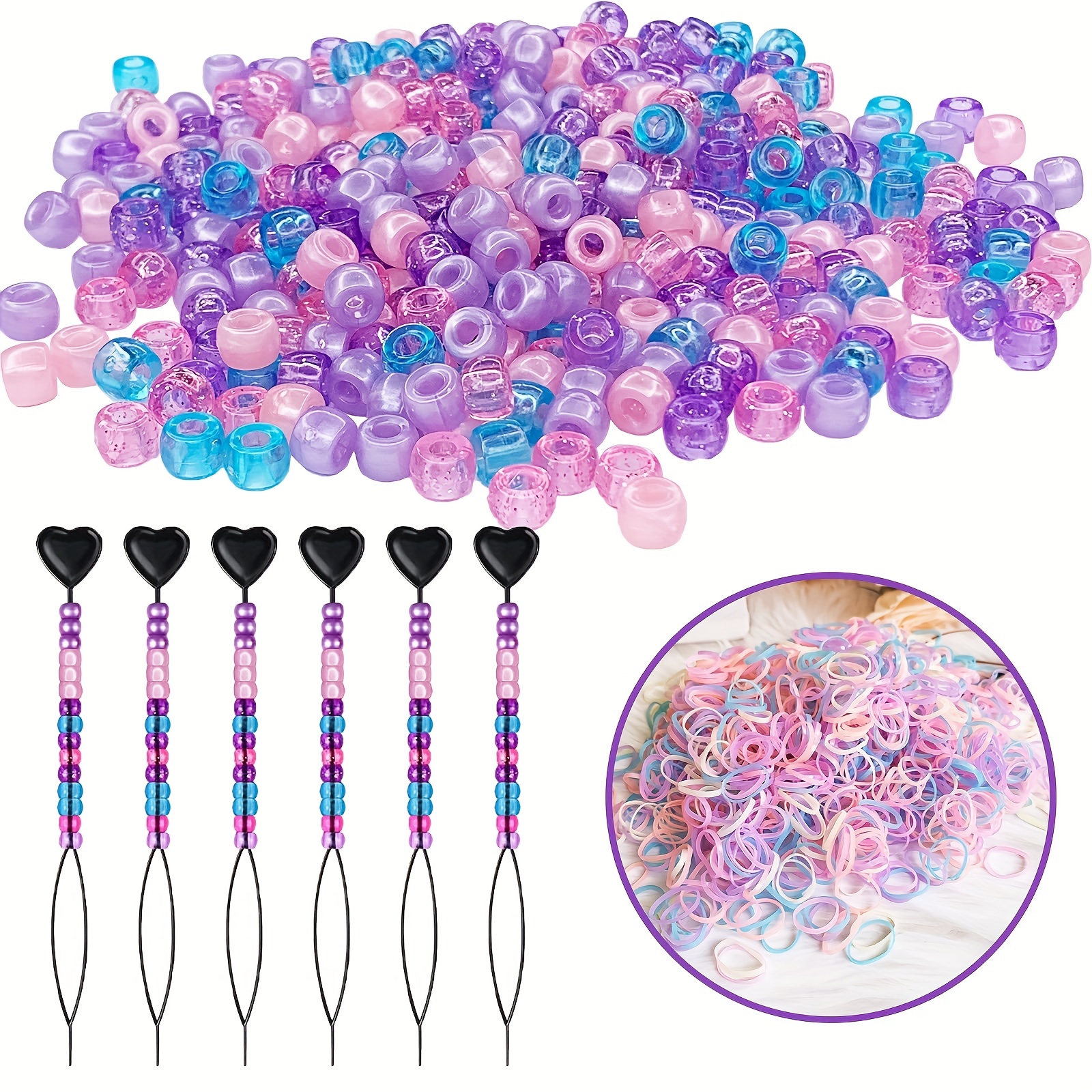 Pony Beads Set Including Quick Beader For Kid Hair Braids - Temu