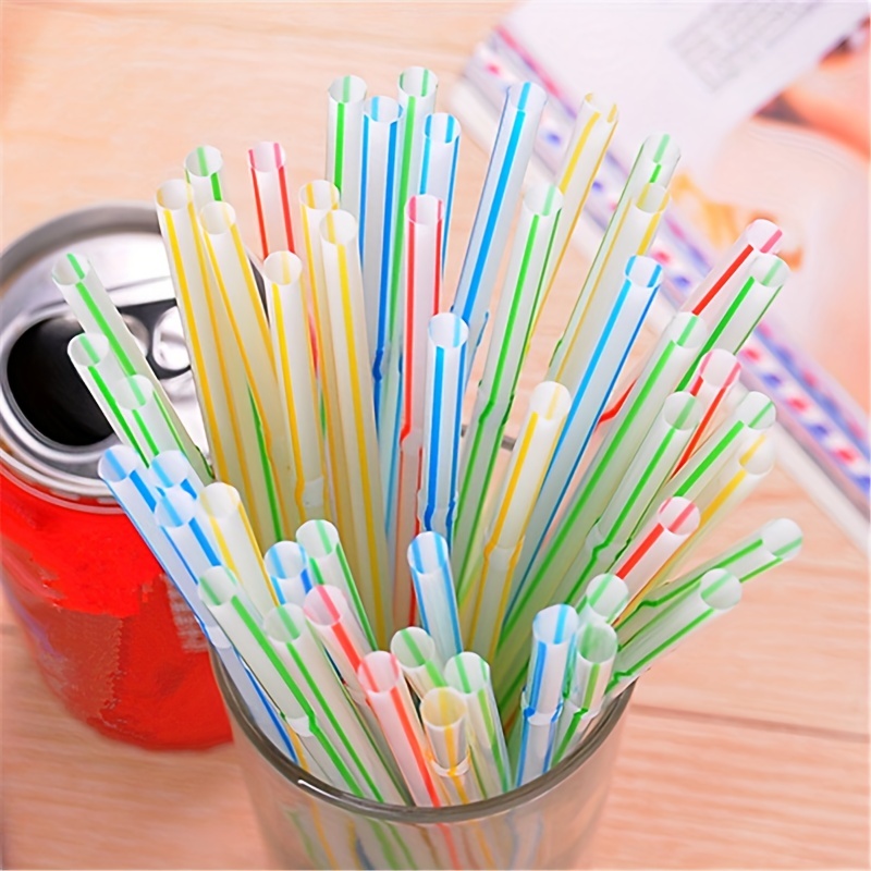 100PCS Colorful Drinking Straw Plastic Disposable Wide Straws for Milk Tea