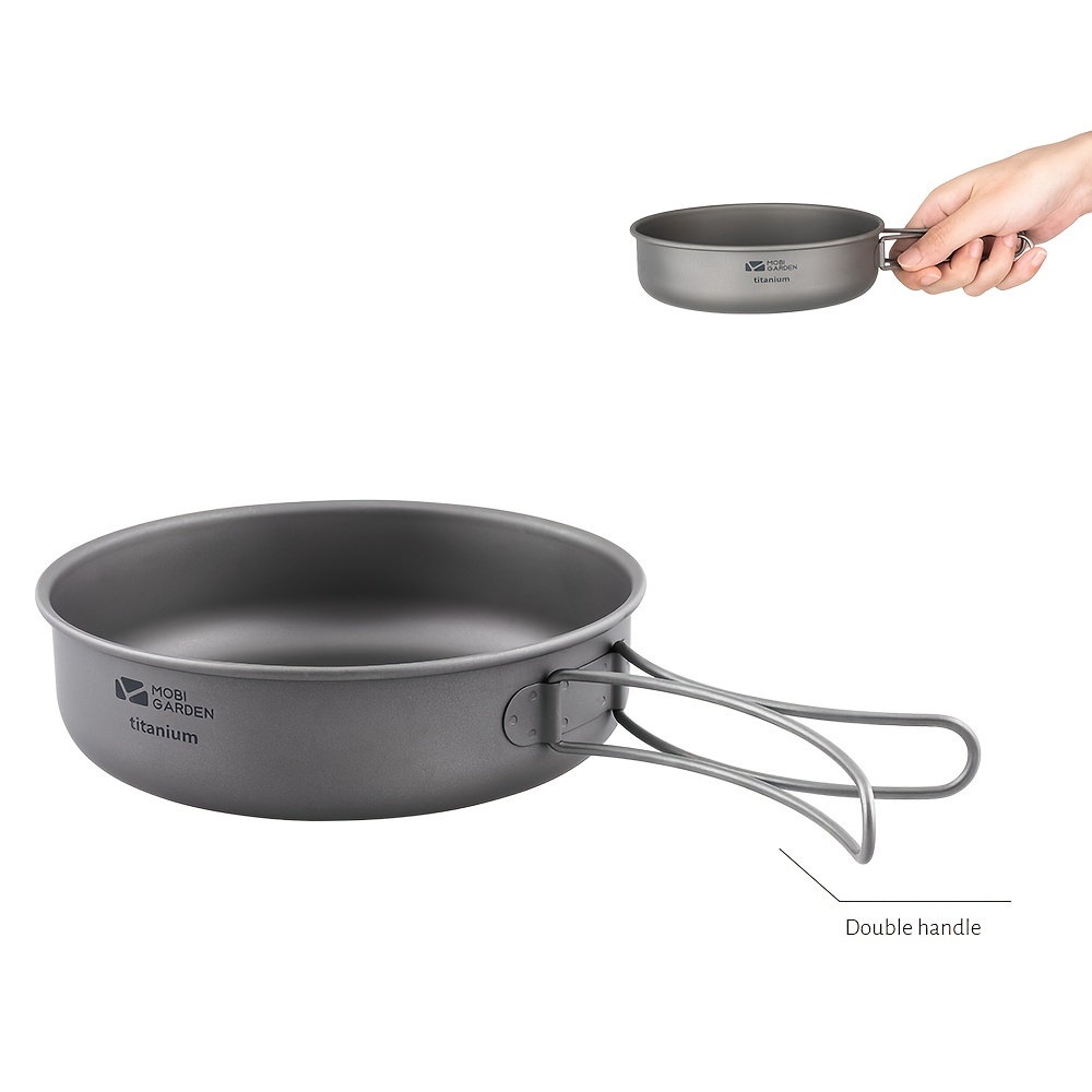 Camping Frying Pan Handle Portable Titanium Bowl Water Tableware Cookware  Picnic