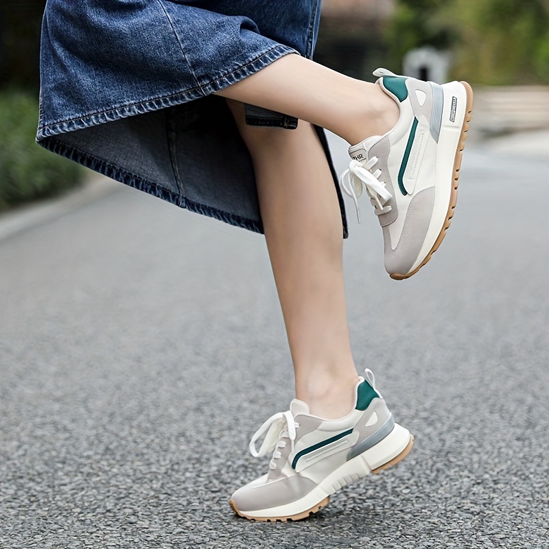 Zapatillas De Deporte Con Plataforma Para Mujer, Cómodos Zapatos Bajos Con  Cordones, Zapatos Para Caminar A La Moda Para Mujer - Temu