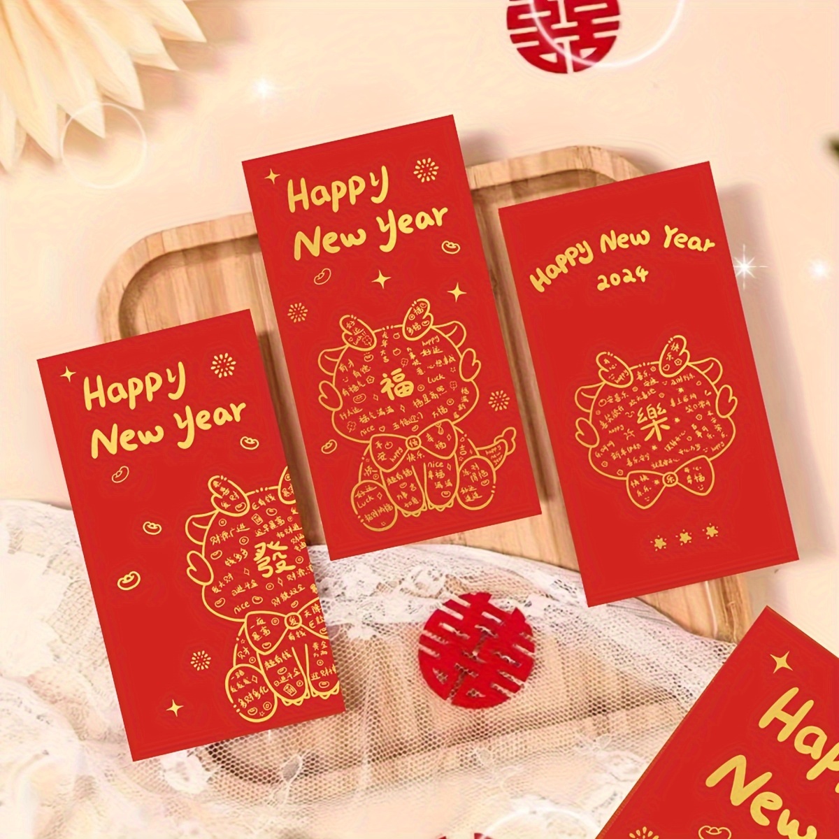 Chinese New Year Decorations 2024, Uhuya Tridimensional Red Bag Pulling for  Happy and Beautiful Benefits: A Thousand Yuan New Red Bag for Spring  Festival C 
