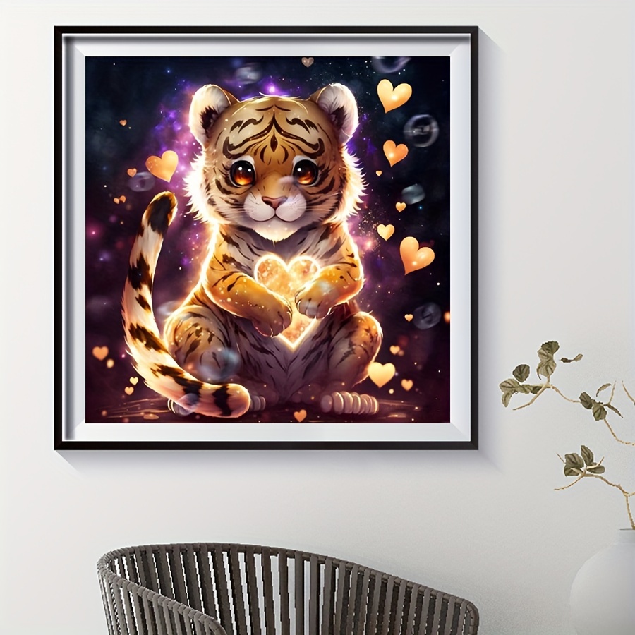 1pc Semi-finished Diy Handmade Tiger Diamond Painting Without Frame, Artwork  Wall Decoration, Handcraft Art Set For Painting A White Tiger With Fierce  Expression, For Teenagers