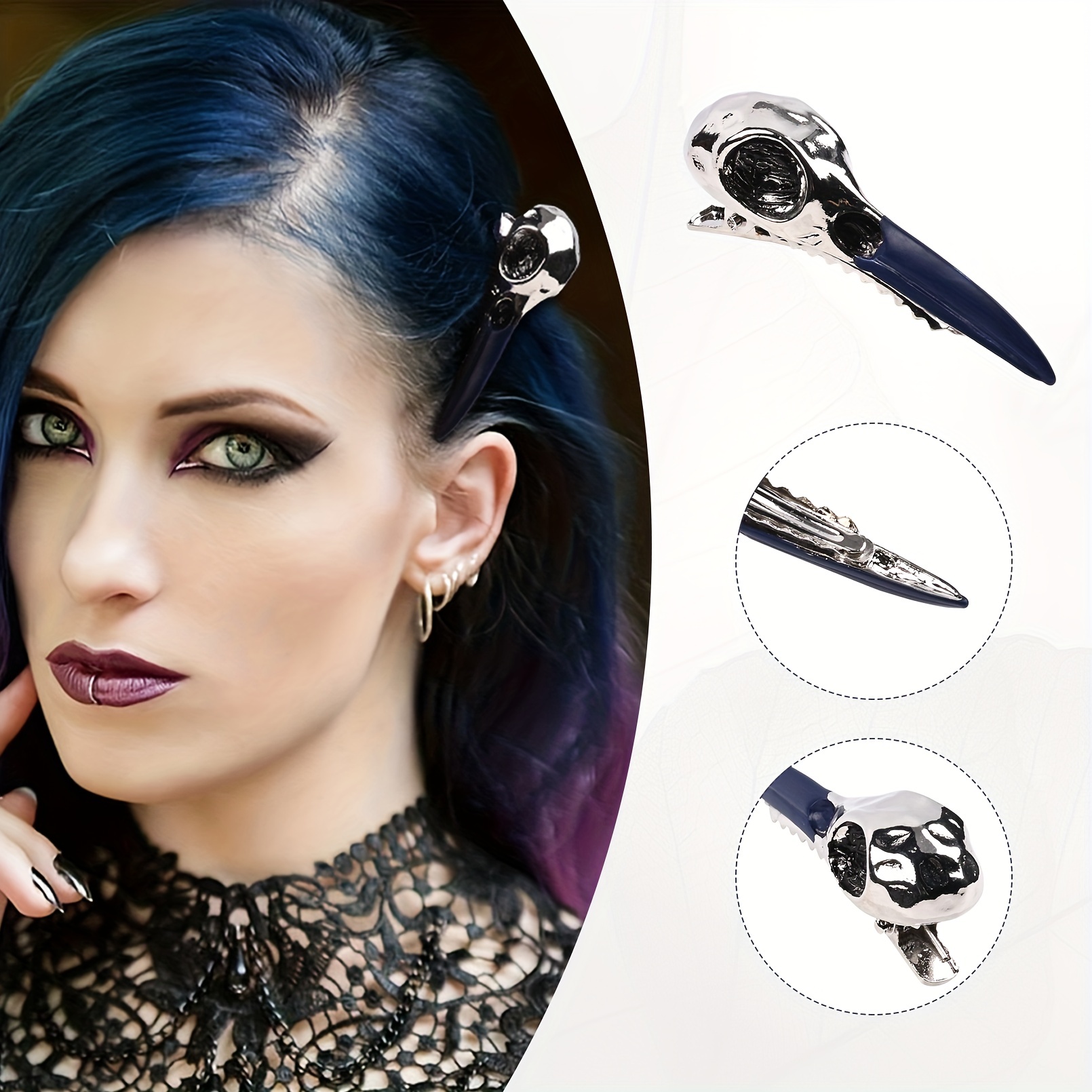 Black Raven Metal Hairpin, Goth Hair Wear, Gothic Accessory