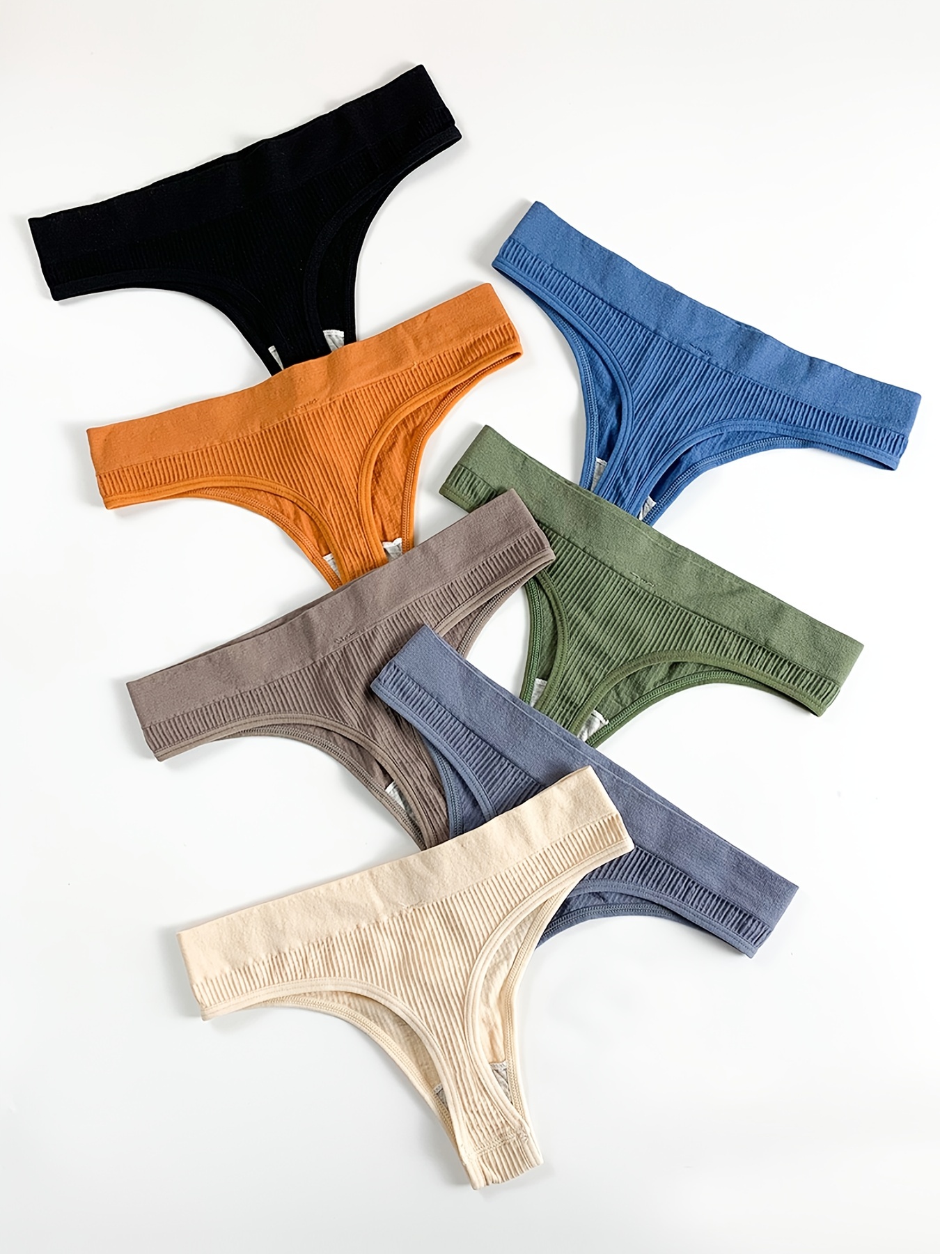 Cotton Ribbed Low-Rise Panties Sexy Women Thongs Women