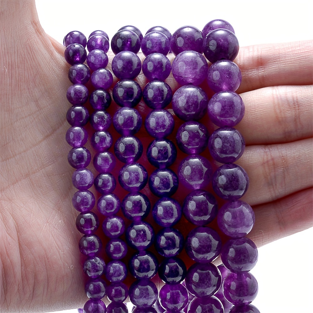 

4/6/8/10/12mm Natural Amethyst Stone Round Shape Crystal Loose Spacer Beads For Jewelry Making Diy Fashion Bracelet Necklace Craft Supplies 15" (cord Not Included)