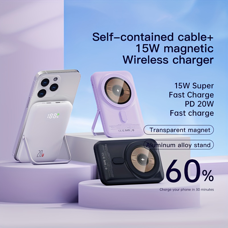 10000mah Magnetic Wireless Portable Power Bank Super Fast - Temu