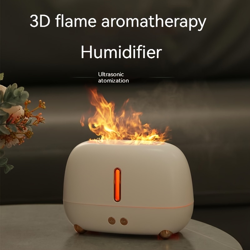 Portable Usb Humidifier With 3d Fire Flame Mini Fireplace - Temu