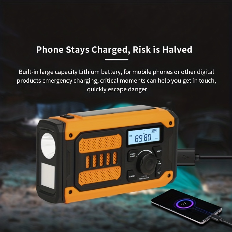 Radio météo portable d’urgence 5000 mAh, batterie rechargeable, accessoire  indispensable de survie, AM/FM/SM/NOAA avec port de charge USB de