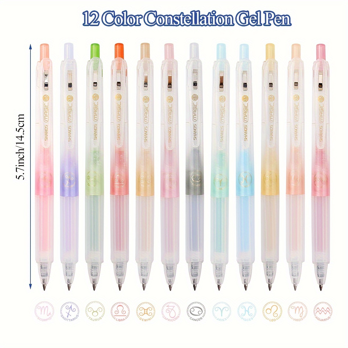 Retractable Constellation Gel Ink Pen Bullet Nib 12 Color - Temu