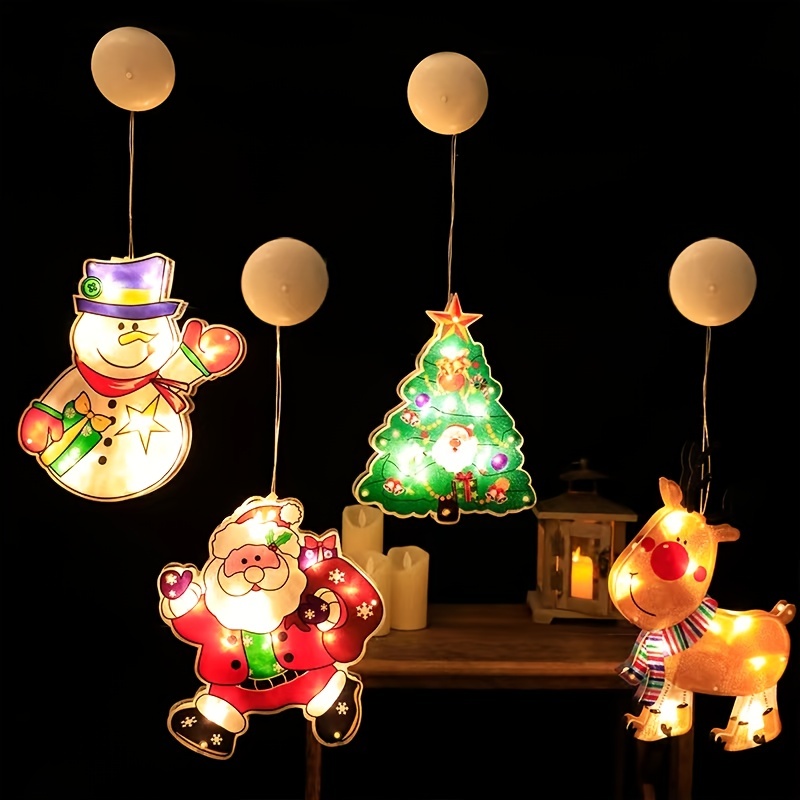 LWITHSZG 18x10 inch Lighted Christmas Window Silhouette Decoration Hanging  Christmas Santa Light up Decor with Suction Cups Window Wall Indoor