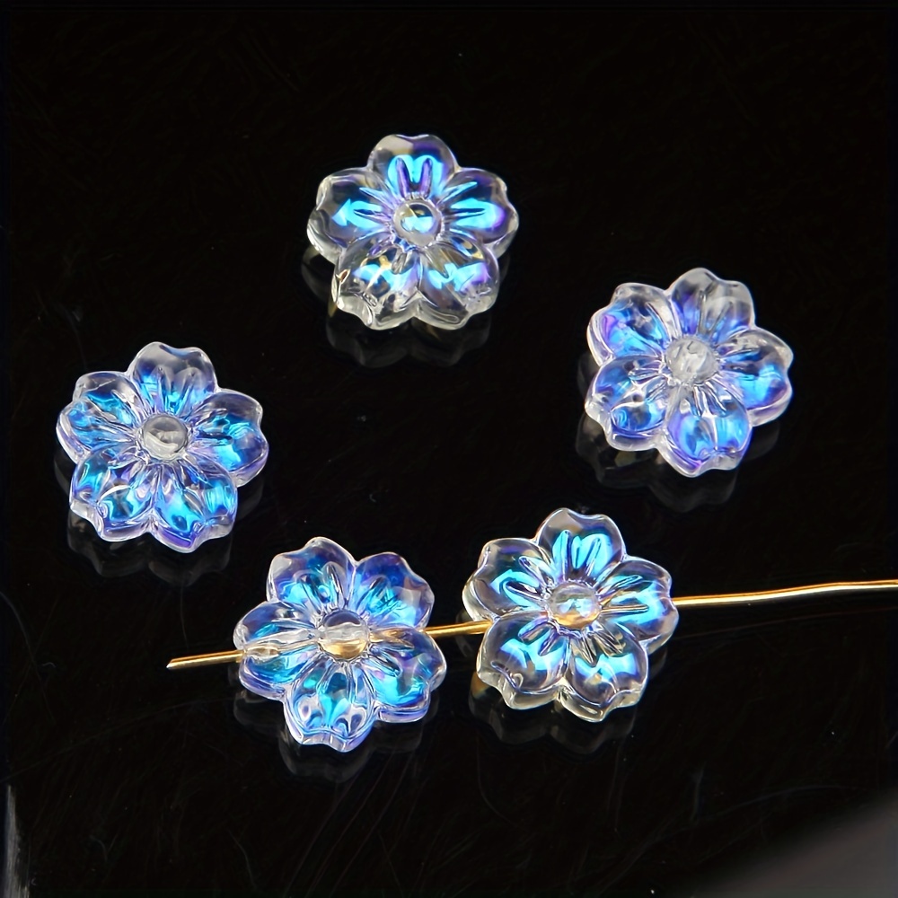 Flower Glass Beads Spacer Bead Glitter Flower Loose Beads - Temu