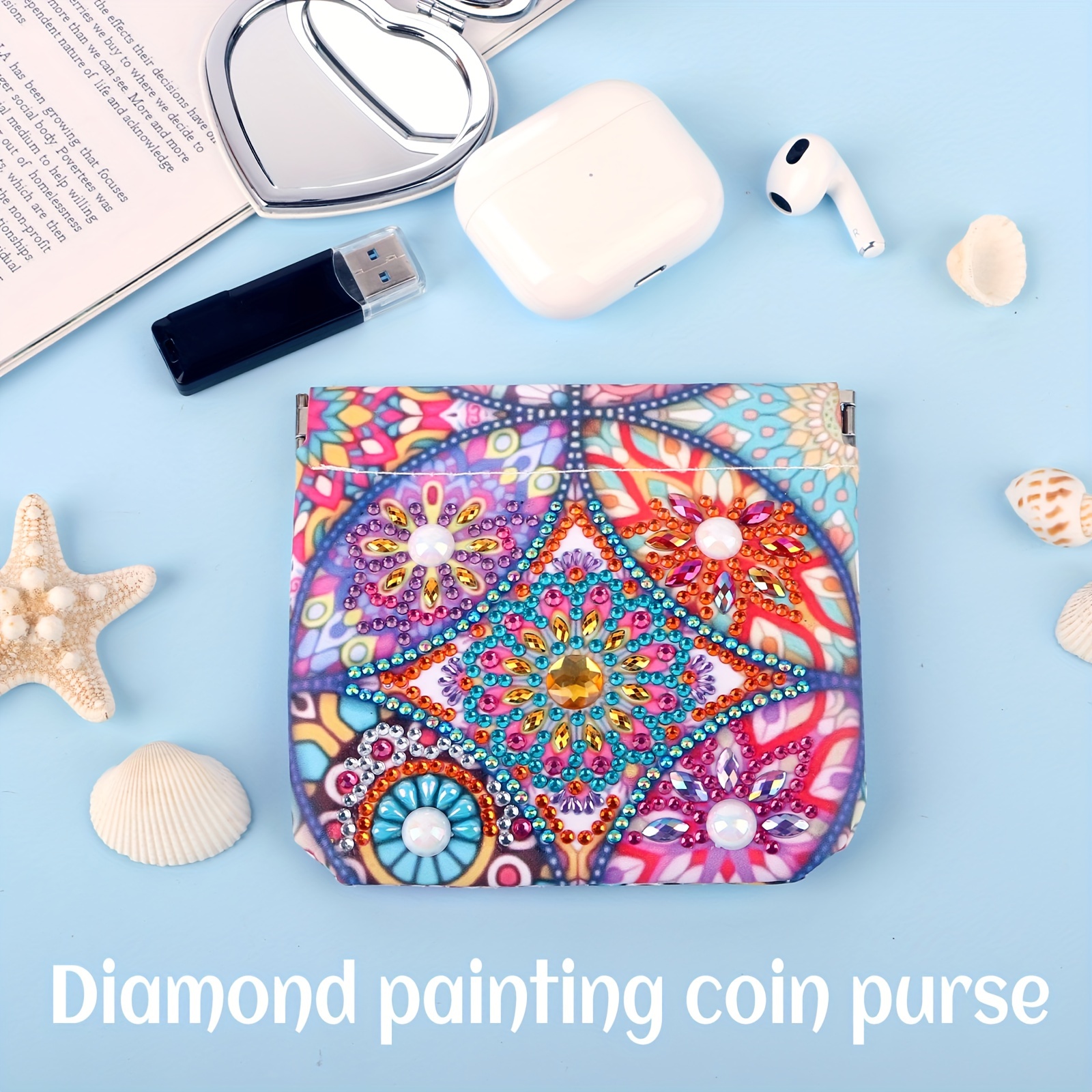 Women Leather Purse With Painting Mandala Handmade Wallet 