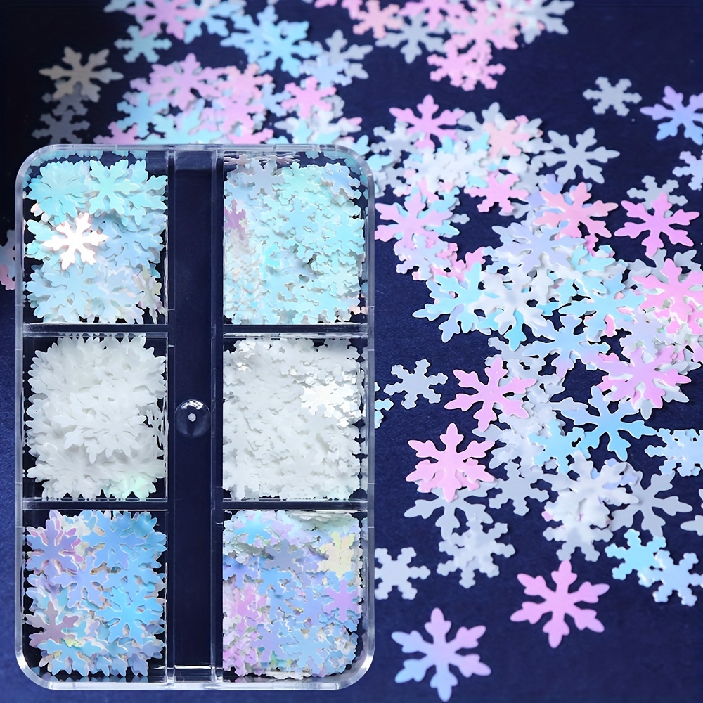 Resin Snowflakes For Crafts 3 Sizes White Glitter Resin - Temu