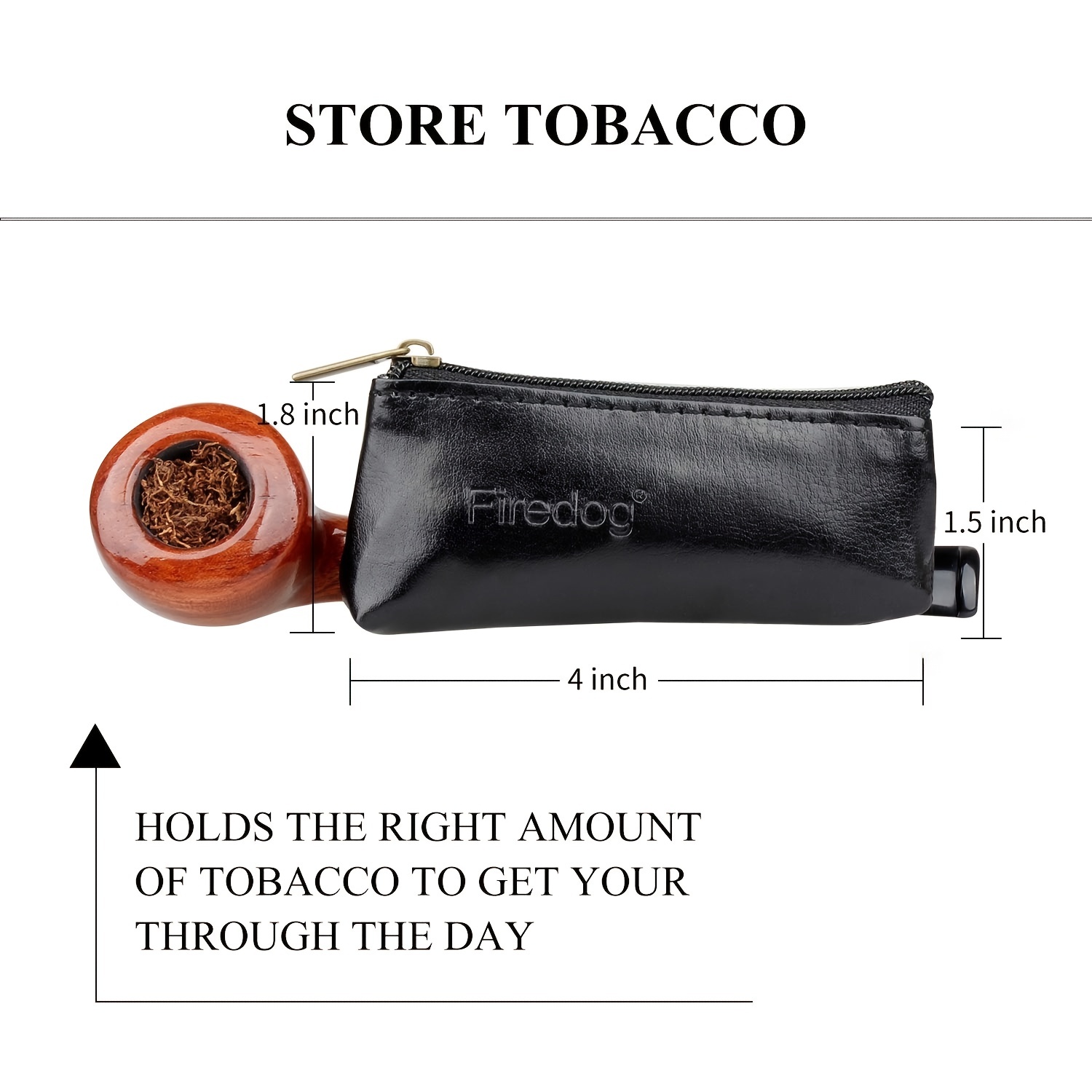 FIREDOG Durable Zipper Cigarette Portable Smoking Pipe Tobacco